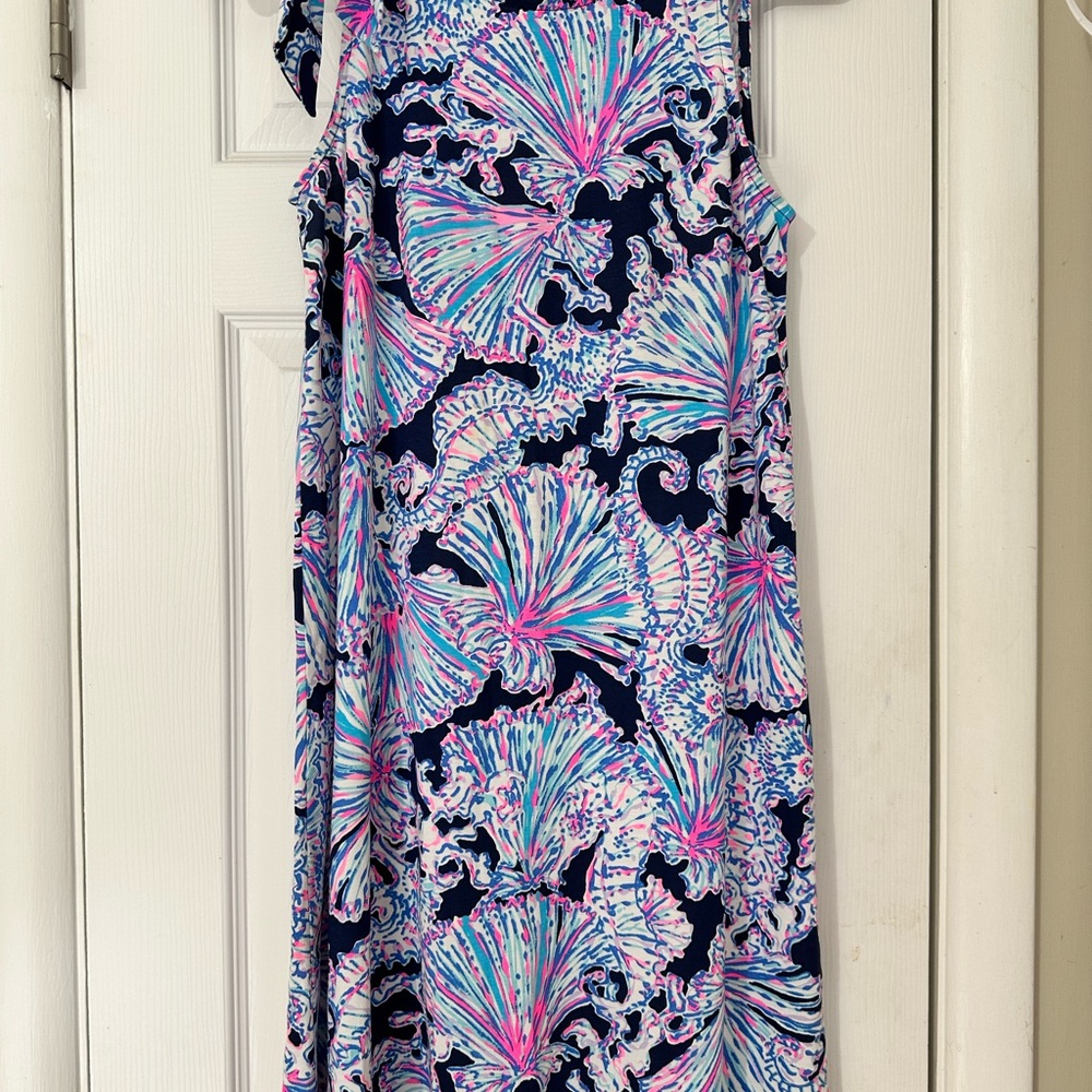 Vibrant Blue and Pink Patterned Dress
